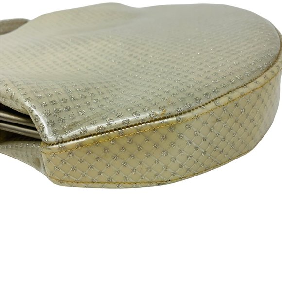 Vintage 1950s Silver Glitter Purse Plastic Top Handle Dotted Large Handbag - Picture 4 of 10